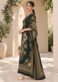 Emerald Green Paisley Kaftan Dress for Women – V Neck Drawstring Waist Boho Maxi Beach Cover Up