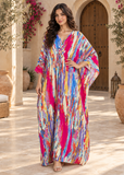 Women’s Fuchsia Long Kimono Kaftan Beach Cover-Up – One Size