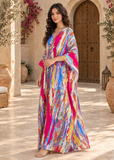Women’s Fuchsia Long Kimono Kaftan Beach Cover-Up – One Size