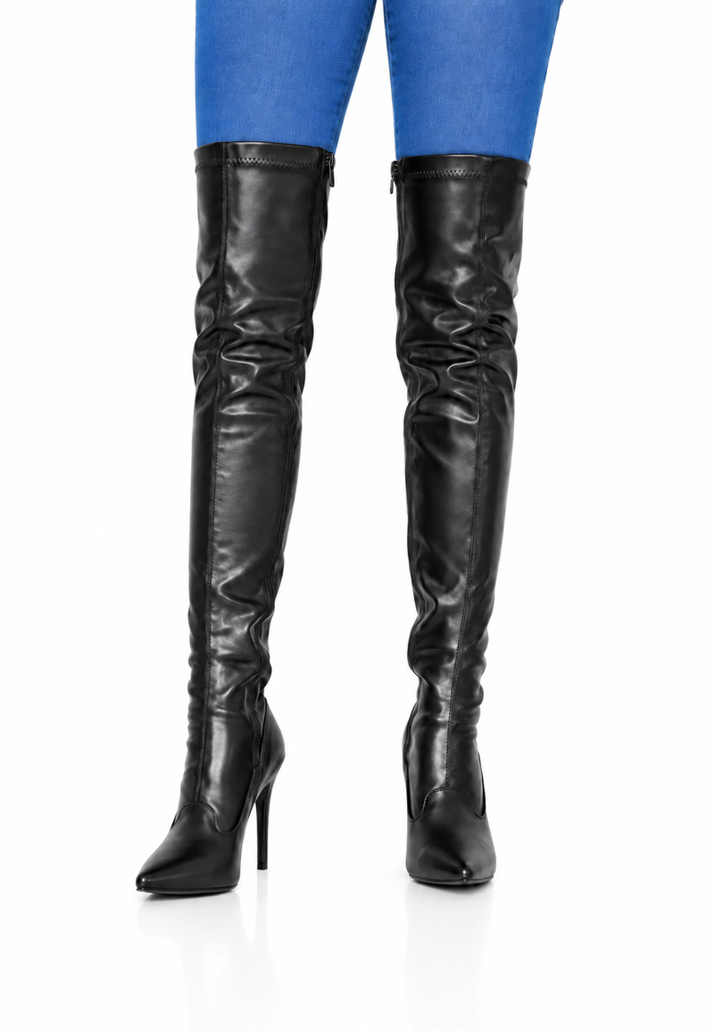 Women Thigh High Kinky Over The Knee Stiletto Matte Boots G-051