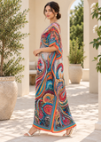 Women's Multicolour Cotton Maxi Kaftan Beach Dress