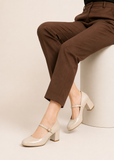 Women's Nude Round Toe Block Kitten Heel Slingback Shoes – G-1830-2