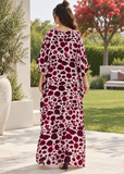 Women's Rose Red Print Rayon Maxi Kaftan Beach Cover Up Dress