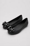Women's Slip-On Jelly Ballet Flats with Elegant Bow Detail