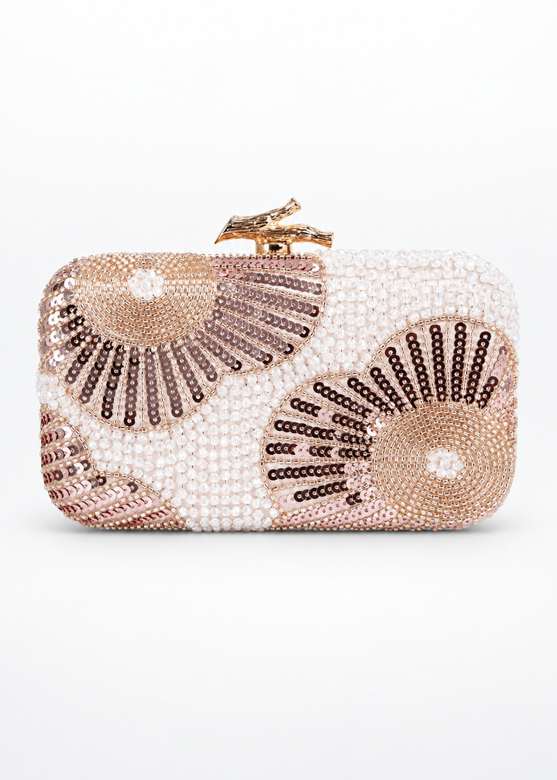Women’s Beaded Rhinestone Evening Clutch Bag with Chain