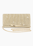 Women’s Gold Glitter Envelope Clutch Bag with Detachable Chain