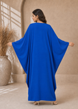 Women’s A-Blue Embroidered V-Neck Kaftan Maxi Dress – Beach Cover-Up