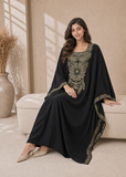 F-Black Women’s Embroidered V-Neck Kaftan Maxi Dress – Beach Cover-Up