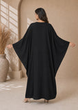 Women’s Q-Black Embroidered V-Neck Kaftan Maxi Dress – Beach Cover-Up