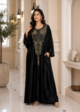 Women's Black Embroidered Beach Kaftan Maxi Cover Up