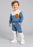 Baby Boy Fleece Sweatshirt and Joggers Set with Patchwork Detail