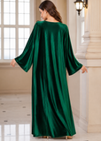 Women's Green Embroidered Beach Kaftan Maxi Cover Up