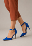 Blue Suede Ankle Strap Heel 221