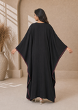 Women’s U-Black Embroidered V-Neck Kaftan Maxi Dress – Beach Cover-Up