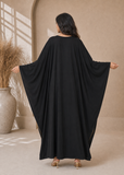 Women’s R-Black Embroidered V-Neck Kaftan Maxi Dress – Beach Cover-Up