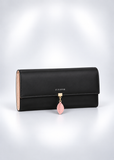 Black PU Leather Long Wallet for Women | RFID Blocking Zip Purse with Card Slots | Lailas Clothing UK