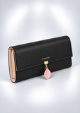 Black PU Leather Long Wallet for Women | RFID Blocking Zip Purse with Card Slots | Lailas Clothing UK