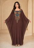 Women’s X-Coffe Embroidered V-Neck Kaftan Maxi Dress – Beach Cover-Up