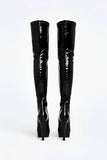 Women's Black Patent Thigh High Over The Knee Stiletto Boots Zip 14777