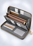Tri-Colour Long Wallet for Women | PU Leather Clutch Purse with Bow and Zip | Lailas Clothing UK