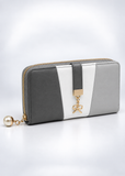 Tri-Colour Long Wallet for Women | PU Leather Clutch Purse with Bow and Zip | Lailas Clothing UK