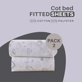 Cot Bed Sheets Super Soft Breathable Polycotton Fitted Sheet - Heart