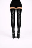 Women's Black Thigh High Back Lace Up Stiletto Boots Over The Knee 12748