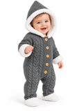 Baby Hooded Knitted Romper with Fleece Lining