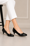 Women Round Toe Kitten Heel Shoes Black patent G-20 PLUS