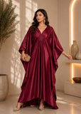 Women's Dark Red Luxury Kaftan Maxi Dress
