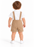 Baby Boy 2 Piece Bow Tie Romper and Suspender Shorts Set