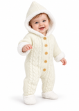 Baby Hooded Knitted Romper with Fleece Lining