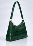 Green Crocodile Pattern Underarm Bag for Women | PU Shoulder Bag with Pearl Pendant | Lailas Clothing UK