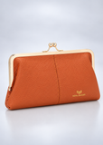 Orange Genuine Leather Kiss Lock Wallet for Women | RFID Blocking Multi-Card Purse | Lailas Clothing UK