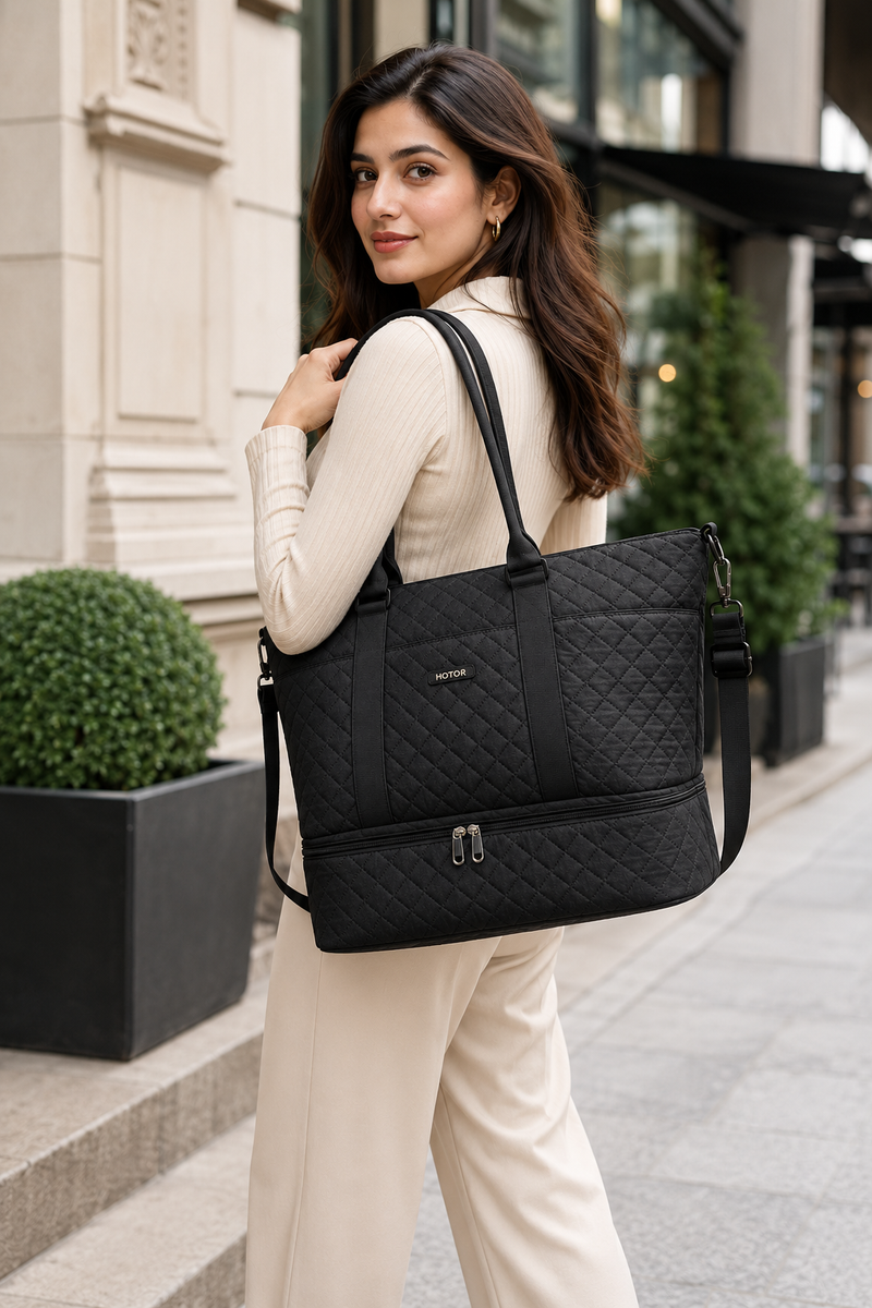 Women’s Large Foldable Travel Bag with Shoe Compartment