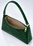Green Crocodile Pattern Underarm Bag for Women | PU Shoulder Bag with Pearl Pendant | Lailas Clothing UK