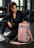 2-in-1 Pink Duffle Backpack for Women – Large Convertible Gym, Weekend & Overnight Travel Bag with Wet Pocket