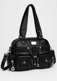 Black PU Leather Hobo Handbag for Women | Retro Shoulder Bag with Crossbody Strap | Lailas Clothing UK
