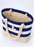 Personalised Initial Beach Bag Set for Women | Striped Tote with Zip and Cosmetic Bag | Lailas Clothing UK