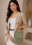 MUIIKOLA Women’s Z-light Green PU Leather Crossbody Phone Bag with RFID Card Slots and Adjustable Wide Strap