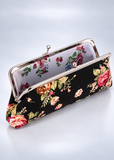 Black Embroidered Floral Coin Purse | Vintage Kiss-Lock Clasp Pouch for Women | Lailas Clothing UK