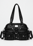 Black PU Leather Hobo Handbag for Women | Retro Shoulder Bag with Crossbody Strap | Lailas Clothing UK