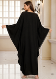 Women’s O-Black Embroidered V-Neck Kaftan Maxi Dress – Beach Cover Up