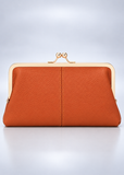 Orange Genuine Leather Kiss Lock Wallet for Women | RFID Blocking Multi-Card Purse | Lailas Clothing UK