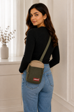 Army Green Levise Mini Crossbody Bag with Front Zip Pocket