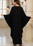 Women’s P-Black Embroidered V-Neck Kaftan Maxi Dress – Beach Cover Up