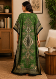 Women Green Polyester Kaftan Maxi Dress
