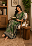 Women Green Polyester Kaftan Maxi Dress
