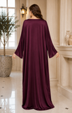 Women's wine Red Embroidered Beach Kaftan Maxi Cover Up