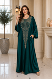 Women's Dark Green Embroidered Beach Kaftan Maxi Cover Up